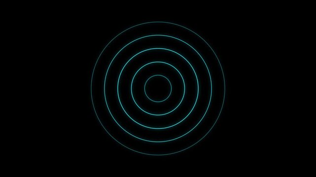 Abstract background featuring concentric glowing cyan circles on a solid black backdrop.