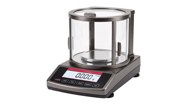 Digital precision balance scale with isolated on transparent background