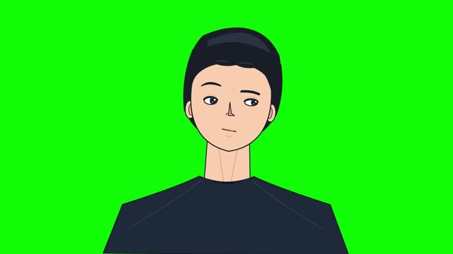 Animated Man Looking Around on Green Screen