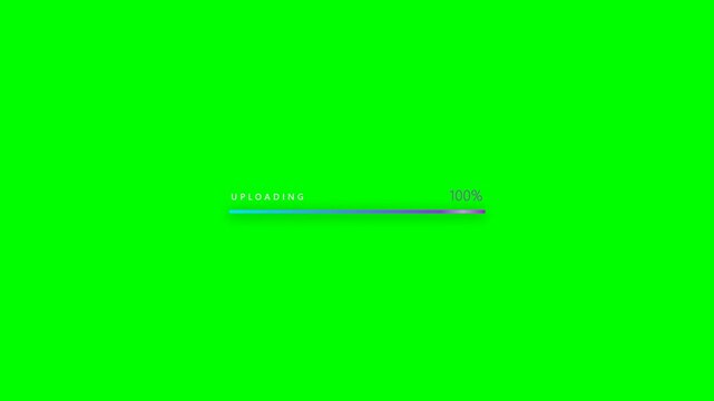 Digital progress bar uploading data on green screen