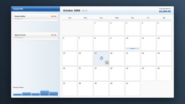 Person marking due date for bill payment on wall calendar for financial planning