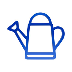 Blue outline gardening watering can with long spout and handle for yard work and plant care tool isolated on a transparent background © Akken