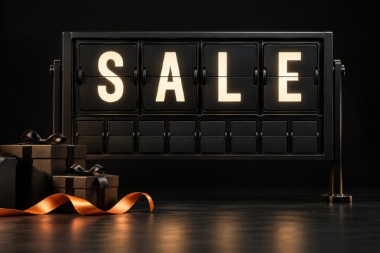 Countdown concept with mechanical flip-board style promotional lettering with date panels for Black Friday and Cyber Monday 2026 campaigns