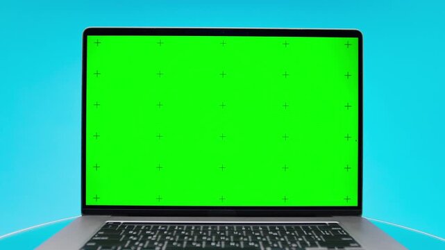 Centered Laptop Chroma Key Replacement on Blue