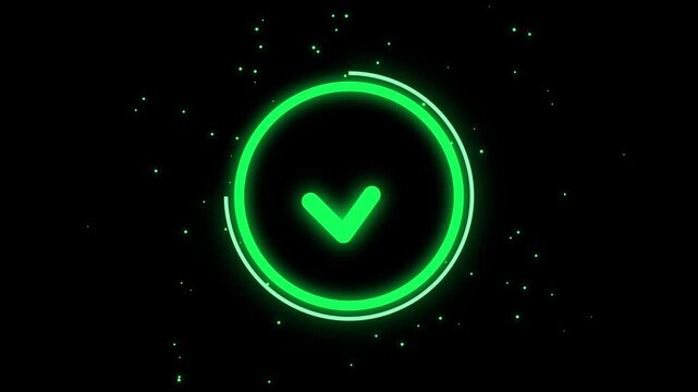 Glowing Green Check Mark Success Animated Icon Loop