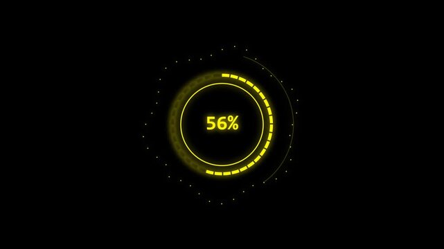Glowing Yellow Circular Percentage Loading Bar HUD Motion Graphic