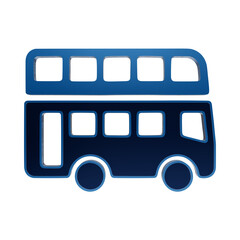 Blue outline icon of a double decker bus representing public transportation and urban commuting systems isolated on a transparent background © Akken