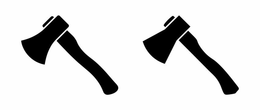 Black double-bladed axes silhouette icons on transparent background. Traditional axe symbols for graphic design. Axe, double-headed axe. Vector illustration.