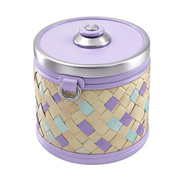 Woven Basket with Lid and Metal Clasp for Storage