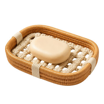 Woven Basket with Soap Bar for Bathroom Decor