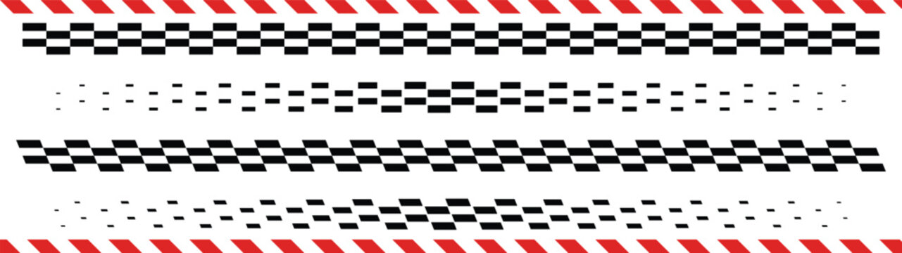 Black and white checkered racing stripe banners