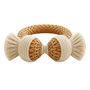 Woven Straw Bracelet with Decorative Bows