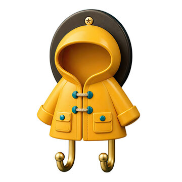 Yellow Raincoat Wall Hook Illustration for Home Decor
