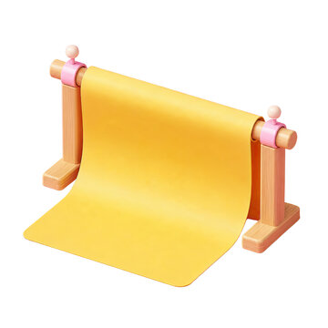 Yellow Scroll on Wooden Stand Illustration