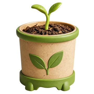 Young Plant Growing in a Decorative Pot with Soil