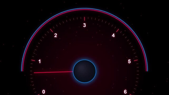 Glowing Neon Speedometer Tachometer Gauge Motion Graphic Loop