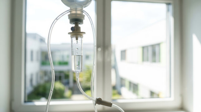 Intravenous drip healthcare accessibility in bright hospital room supports patient treatment and compassionate medical care