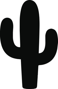 Cactus silhouette black saguaro plant vector icon for desert landscape design and southwestern nature theme graphics