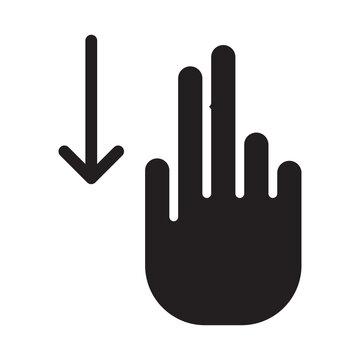 Finger drag down gesture icon for UI