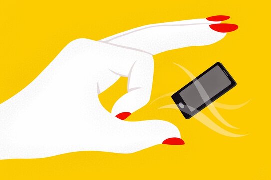 A hand flicking away a mobile phone