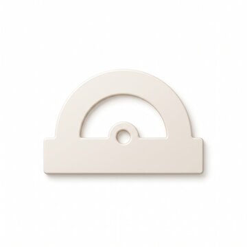 Beige semi circle protractor icon isolated on white