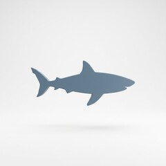 Fototapeta premium Minimalist blue shark silhouette on a clean white background