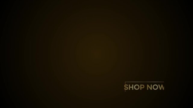 Shop now text glowing on a dark brown promotional backdrop