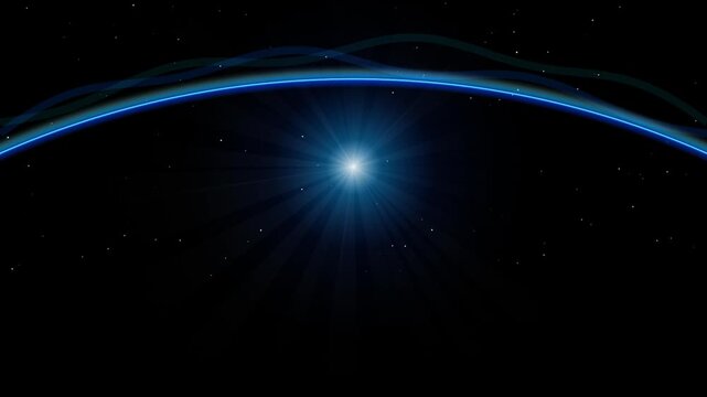 Futuristic Blue Planet Horizon Flare Space Motion Graphic Loop