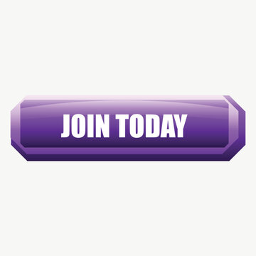  3D Glossy Purple Join Today Vector Beveled Button Banner for Website Registration, Membership, and Community Call to Action UI   