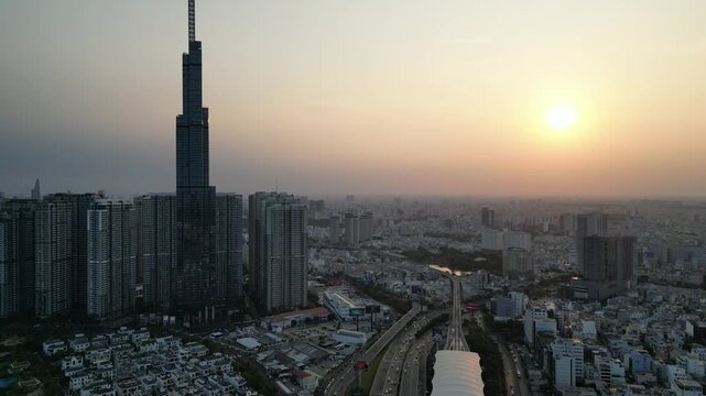 Ho Chi Minh City Skyline with Landmark 81 Tower in Vietnam