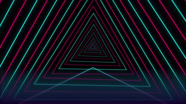Futuristic Neon Triangle Tunnel Synthwave Motion Graphic Loop