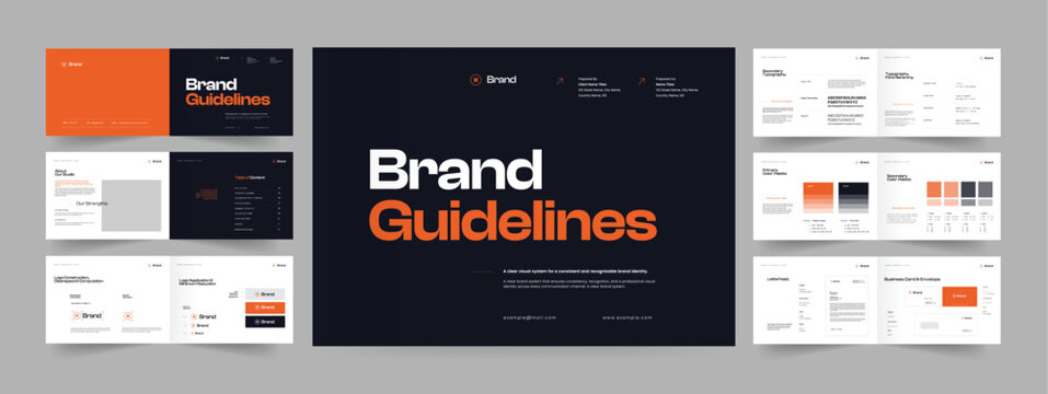 Brand guidelines template, Landscape brand identity layout design