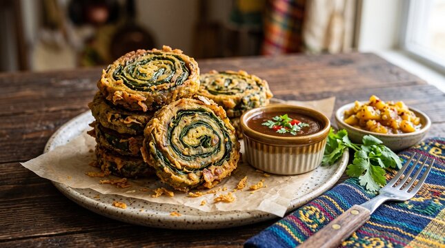 Traditional Trinidadian Saheena Fritter with Tamarind Sauce