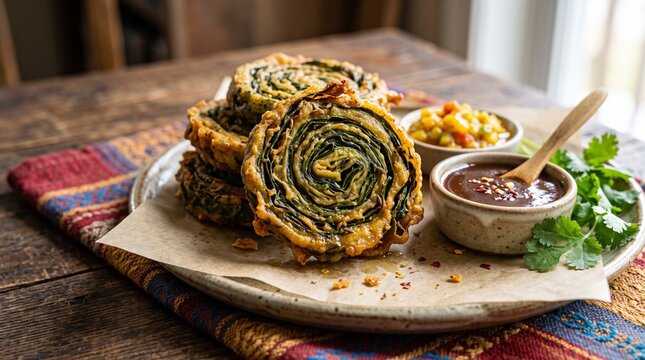 Traditional Trinidadian Saheena Fritter with Tamarind Sauce