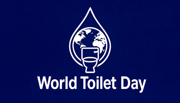 Poster for World Toilet Day with globe map and toilet outline inside water droplet icon.