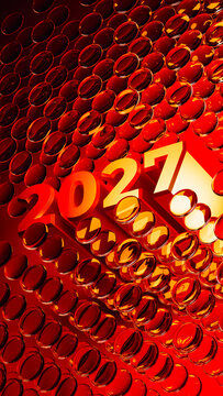 Vertical 2027 New Year Design With Glass Spheres
