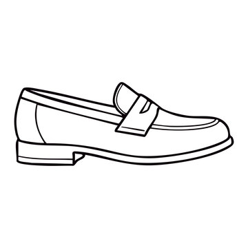 Classic Penny Loafer Shoe Outline Icon Vector for Men Fashion and Footwear