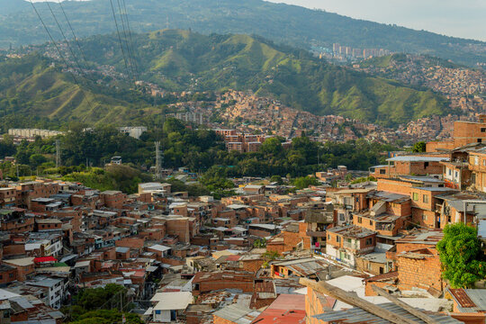 Comuna 13 hillside urban landscape in medellin, colombia