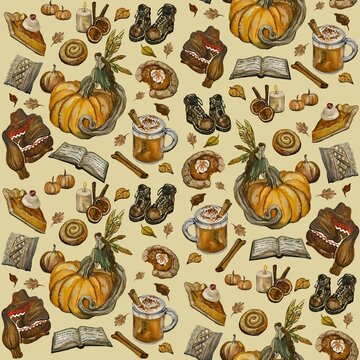 Seamless pattern design of the autumn symbols