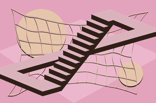 Surrealistic construction with stairs