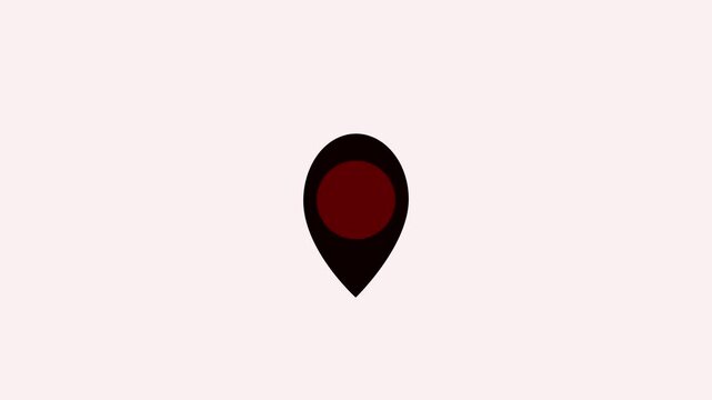 Dark location pin icon with a red center on a pale background, representing G PS position, map markers, navigation, location services, and places