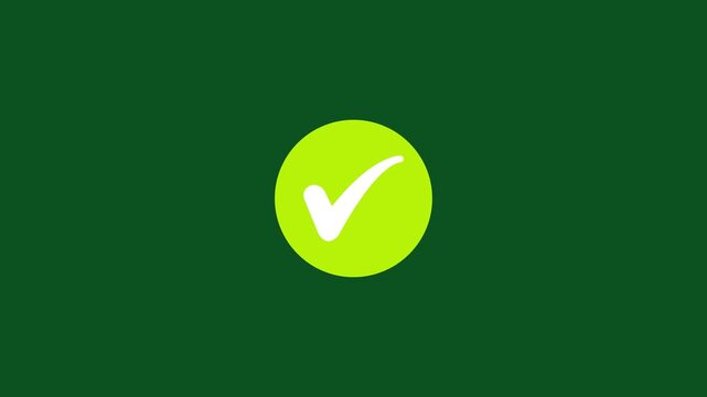 Minimalist animated green checkmark on a dark forest green background, user interface task completion confirmation, success notifications, and digital feedback systems