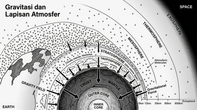 Professional of Earth s Gravity Field and Atmospheric Layers with Detailed Cross Sectional View