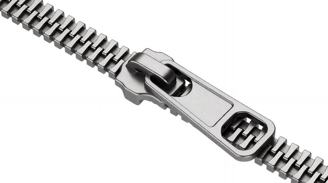 Metal zipper with a sleek design on a white background
