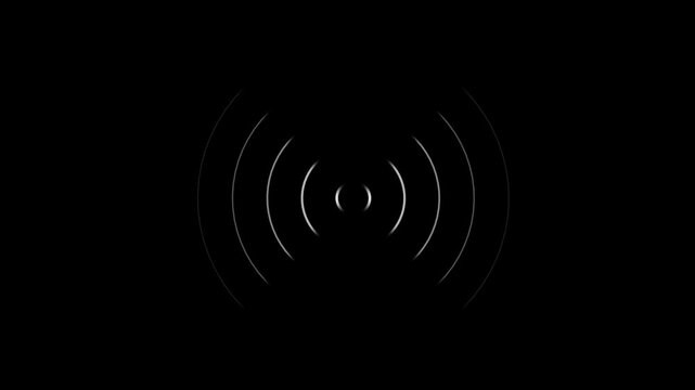 Radio wave circle with black background. Radio station signal icon 4k motion video animation.
