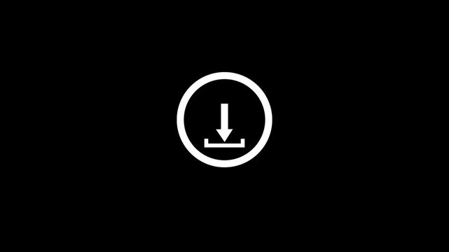 Download icon pulsates against a black background indicating file transfer