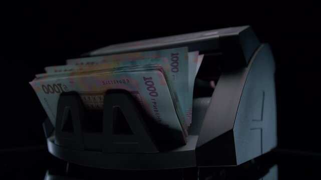 Close Hryvnia Bills Inside Money Counter