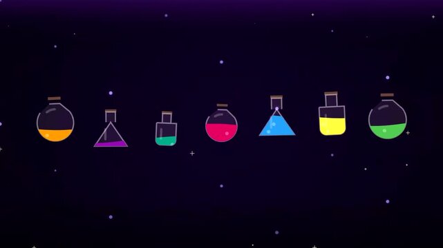 Floating Colorful Magic Potions Background