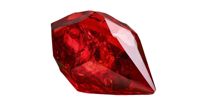 Raw ruby crystal gemstone isolated on transparent background