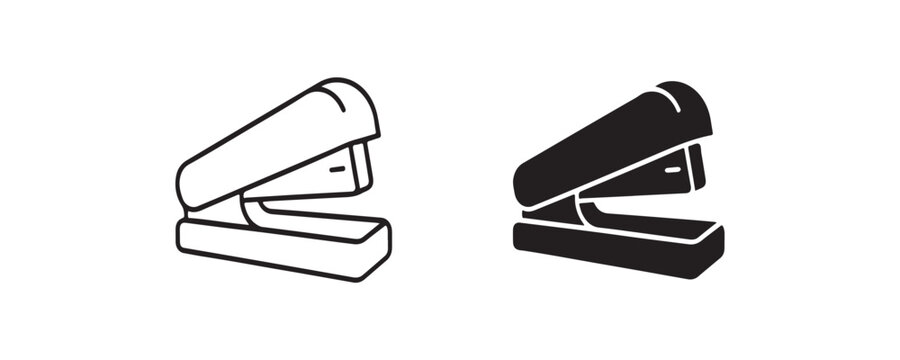 Stapler Office Supply Icon for Stationery and Document Binding